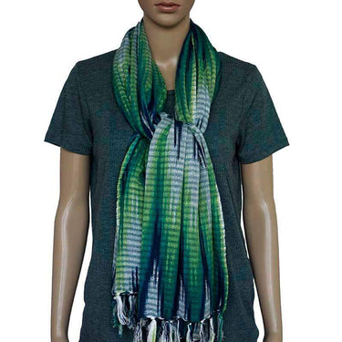 Shawl Indigo Hills - Eco-friendly Hand-dyed Green Scarf - Quetzal Artisan