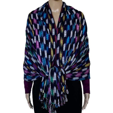 Shawl Indigo Confetti - Fairtrade Multicolor Hand-dyed Scarf - Quetzal Artisan