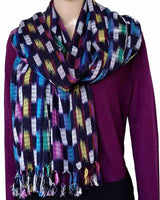 Shawl Indigo Confetti - Fairtrade Multicolor Hand-dyed Scarf - Quetzal Artisan