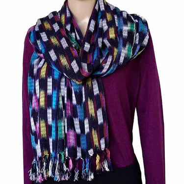 Shawl Indigo Confetti - Fairtrade Multicolor Hand-dyed Scarf - Quetzal Artisan