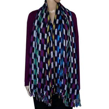 Shawl Indigo Confetti - Fairtrade Multicolor Hand-dyed Scarf - Quetzal Artisan