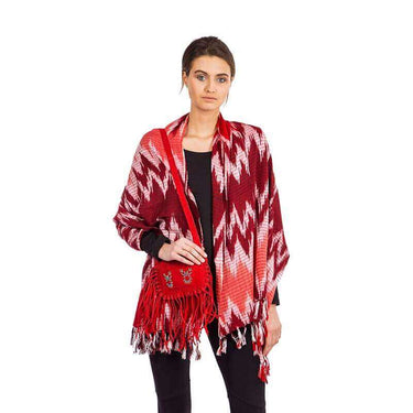 Shawl Jaspe Fire - Ecofriendly Fairtrade Hand-dyed Red Scarf - Quetzal Artisan