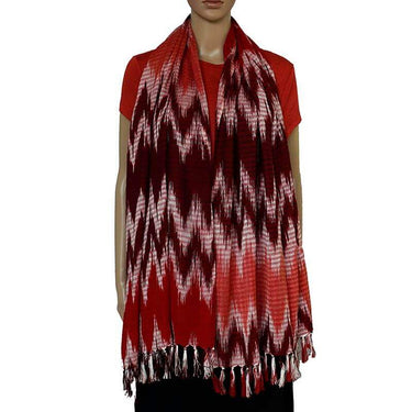 Shawl Jaspe Fire - Ecofriendly Fairtrade Hand-dyed Red Scarf - Quetzal Artisan