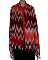 Shawl Jaspe Fire - Ecofriendly Fairtrade Hand-dyed Red Scarf - Quetzal Artisan
