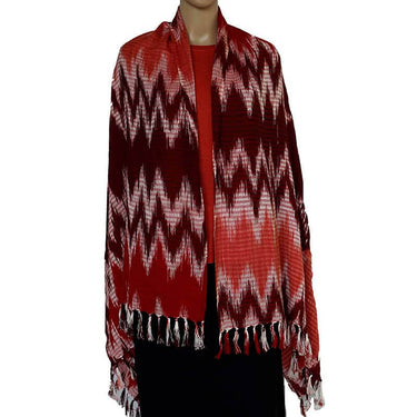 Shawl Jaspe Fire - Ecofriendly Fairtrade Hand-dyed Red Scarf - Quetzal Artisan