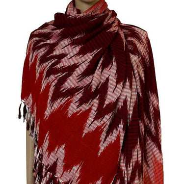 Shawl Jaspe Fire - Ecofriendly Fairtrade Hand-dyed Red Scarf - Quetzal Artisan