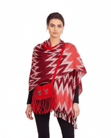 Shawl Jaspe Fire - Ecofriendly Fairtrade Hand-dyed Red Scarf - Quetzal Artisan