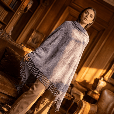 Shawl Lilac Grey - Handmade Organic Bamboo Chenille Wrap - Quetzal Artisan