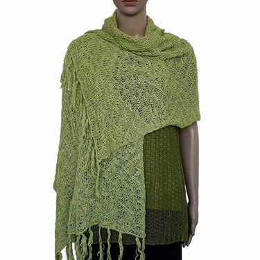 Shawl Spring Green - Handwoven with Organic Pima Cotton - Quetzal Artisan