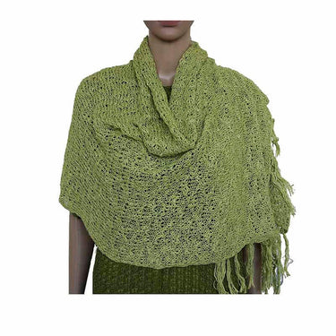 Shawl Spring Green - Handwoven with Organic Pima Cotton - Quetzal Artisan