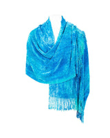 Shawl Turquoise - Fairtrade Tie Dyed Organic Bamboo Wrap - Quetzal Artisan