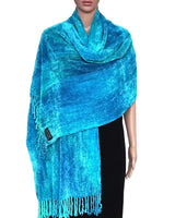 Shawl Turquoise - Fairtrade Tie Dyed Organic Bamboo Wrap - Quetzal Artisan
