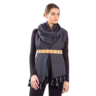 Shawl Black Grey - Extra Large Fashionable and Fairtrade - Quetzal Artisan