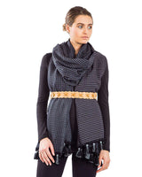 Shawl Black Grey - Oversized - Fashionable and Fairtrade - Quetzal Artisan