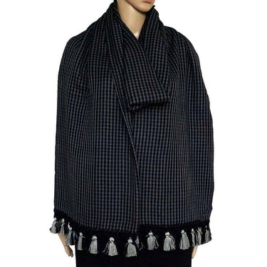 Shawl Black Grey - Oversized - Fashionable and Fairtrade - Quetzal Artisan