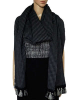 Shawl Black Grey - Oversized - Fashionable and Fairtrade - Quetzal Artisan