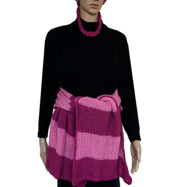 Shawl and Hat Pink Magenta - Organic Cotton and Merino Wool - Quetzal Artisan
