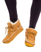 Sheepskin Moccasin Boots - Womens Winter Slippers Soft Sole - Quetzal Artisan