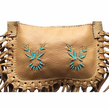 Shoulder Bag Brown Mooshide - Fringed Traditional Native Bag - Quetzal Artisan