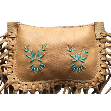 Shoulder Bag Brown Mooshide - Fringed Traditional Native Bag - Quetzal Artisan