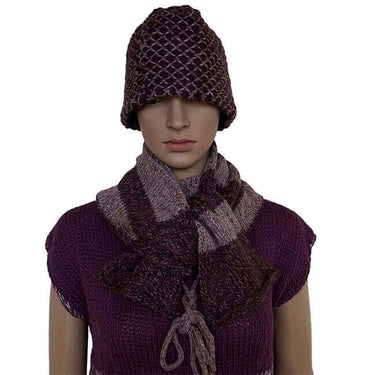 Scarf and Hat Mulberry Seashell - Alpaca Wool - Elegant & Warm - Quetzal Artisan