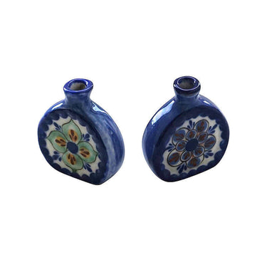 Small Flower Vases Blue - Stoneware - Handmade & Fairtrade - Quetzal Artisan
