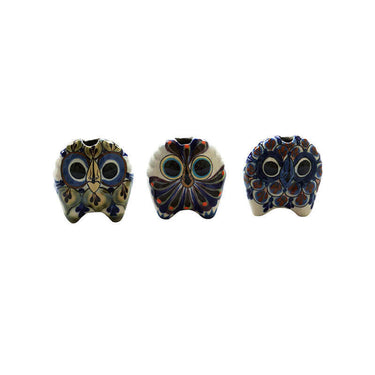 Small Owls - Stoneware - Set of 3 - Handmade and Fairtrade - Quetzal Artisan