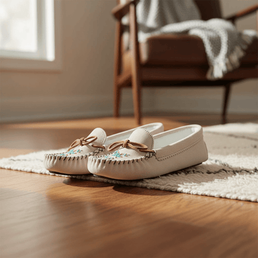 Suede Moccasins Light Pink - Indoor Use - Women Slippers - Quetzal Artisan