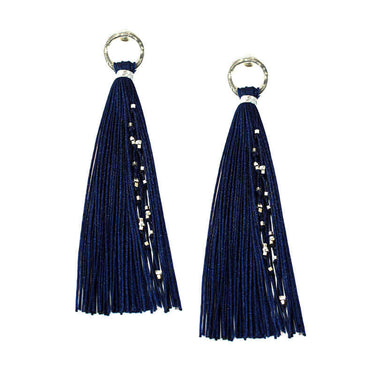 Tassel Earrings Navy Blue - Handmade - Beautiful & Fairtrade - Quetzal Artisan