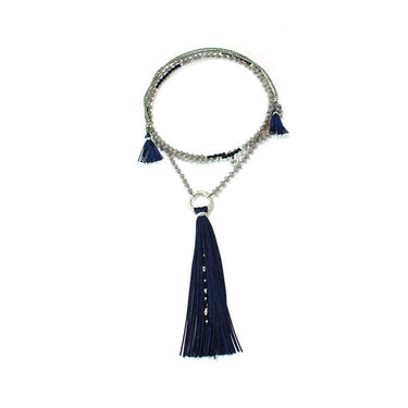 Tassel Necklace Navy Blue - Handmade, Stylish and Fairtrade - Quetzal Artisan