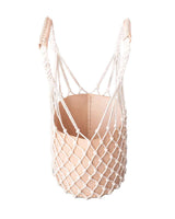 Vegan Handbag Ecru - Cotton Net Bag with Vegan Leather Pouch - Quetzal Artisan