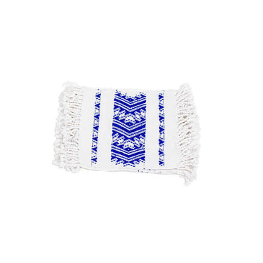 White Blue Coasters - Set of 6 - Cotton - Mayan Design - Quetzal Artisan