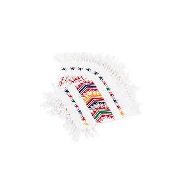 White Multicolor Coasters- Set of 6 - Cotton - Fairtrade - Quetzal Artisan