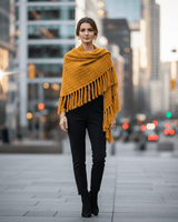Yellow Mustard Triangle Shawl - Versatile Lightweight Poncho - Quetzal Artisan