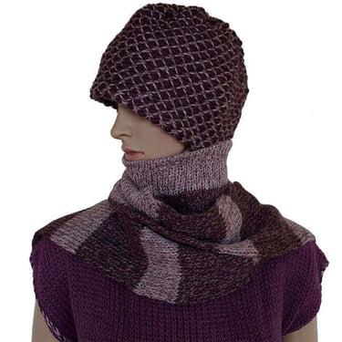 Scarf and Hat Mulberry Seashell - Alpaca Wool - Elegant & Warm - Quetzal Artisan