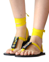 Sun Yellow Sandals - Cotton Straps + Accessory - Fairtrade - Quetzal Artisan