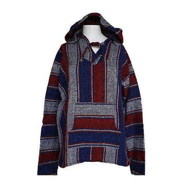 Hoodie Blue Red Mélange - One Size - Handmade and Fairtrade - Quetzal Artisan