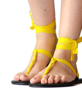 Sun Yellow Sandals - Cotton Straps + Accessory - Fairtrade - Quetzal Artisan