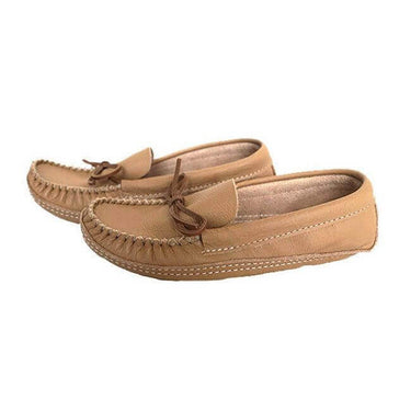 Men Moccasins Moosehide Brown - Handmade Canadian Slippers - Quetzal Artisan