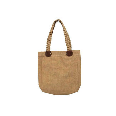Jute Bag Red Flowers - Natural Jute - Handmade and Fairtrade - Quetzal Artisan