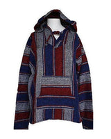 Hoodie Blue Red Mélange - One Size - Handmade Fairtrad - Quetzal Artisan
