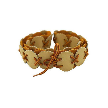 Belt Natural Yellow - Leather - Aboriginal Design + Handmade - Quetzal Artisan