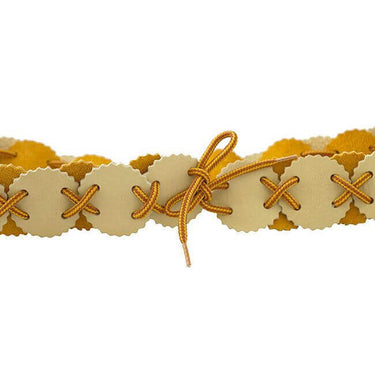 Belt Natural Yellow - Leather - Aboriginal Design + Handmade - Quetzal Artisan