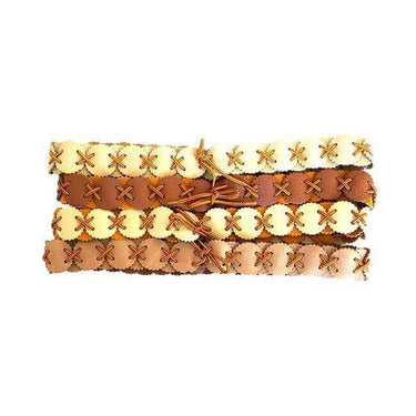 Belt Natural Yellow - Leather - Aboriginal Design + Handmade - Quetzal Artisan