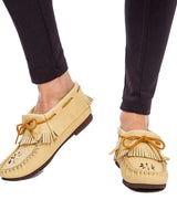 Ankle high Moccasins Natural - Handmade Fringed Women Shoes - Quetzal Artisan