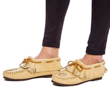 Ankle high Moccasins Natural - Hiawatha - Handmade in Canada - Quetzal Artisan