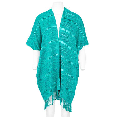 Aquamarine Summer Poncho - Natural Dyed Cotton Tunic - Quetzal Artisan