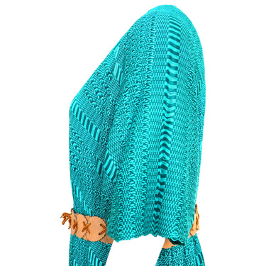 Aquamarine Summer Poncho - Natural Dyed Cotton Tunic - Quetzal Artisan