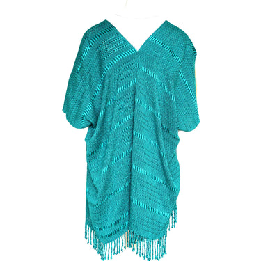 Aquamarine Summer Poncho - Natural Dyed Cotton Tunic - Quetzal Artisan