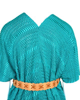 Aquamarine Summer Poncho - Natural Dyed Cotton Tunic - Quetzal Artisan